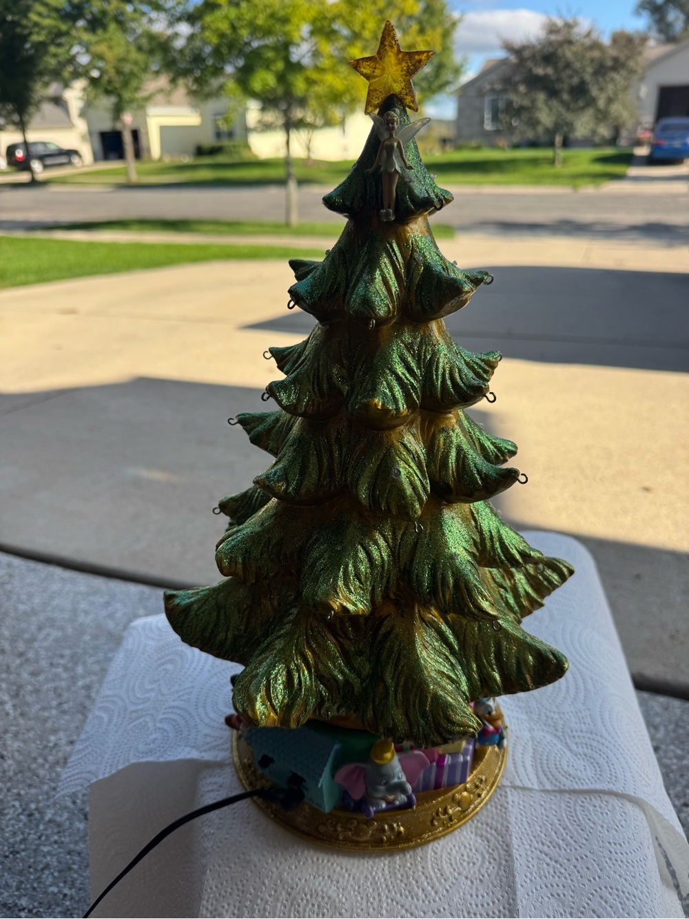 Rare Vintage Disney Disneyland  Fiber Optic Rotating Christmas Light Tree